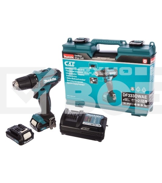 Дрель-шуруповерт аккумуляторная Makita DF333DWAE Аккумуляторная, Кейс
