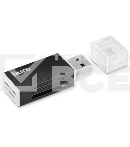 Кард-ридер Buro BU-CR-3104/черный/MMC/MS/MS Duo/MS Pro/RS-MMC/SD/SDHC/TF/mini-SD/USB 2.0/пластик