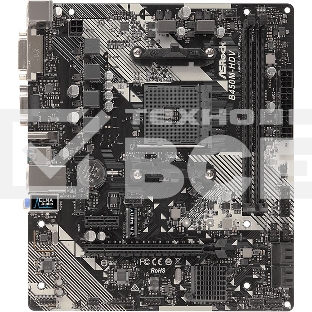 Материнская плата ASRock B450M-HDV R4.0, AM4, AMD B450, 2xDDR4, 4xSATA, 1xM.2, 1xPCIe 3.0 x16, 1xDVI-D, 1xHDMI, 1xVGA, 1x 1Gb LAN, 3x3.5 мм, 7.1, mATX