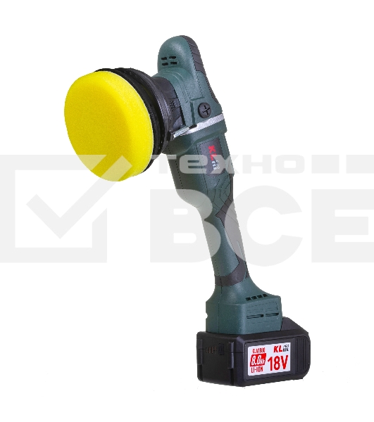 Профессиональная бесщеточная полировальная машина аккумуляторная KLPRO KLPS18B-80 (18В, Li-ion-2шт, 8.0А·ч, 125мм, М14, 2000-4800 об/мин З/У,сумка)