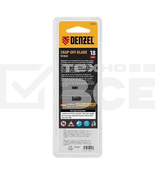 Лезвия Denzel 18 мм, сталь SK5 - 0,5 мм, многосегментные, 10 шт.