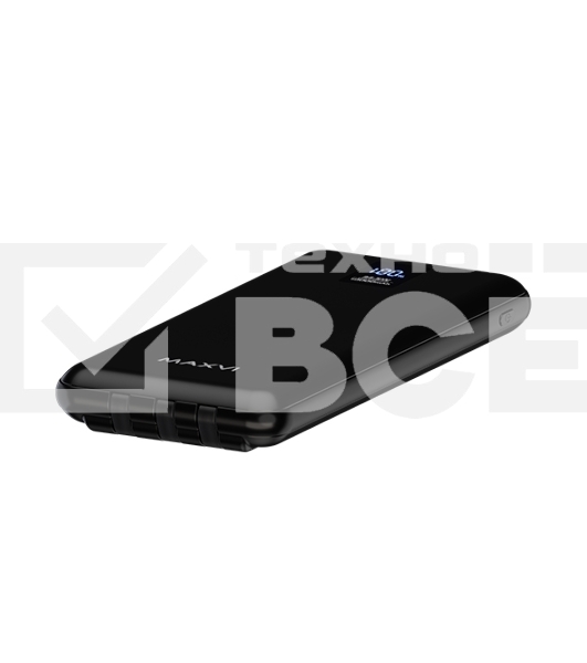 Внешний аккумулятор Maxvi PB10-11 10000 мАч черный 3A, встроенные кабели USB A/Type-C/Lightning