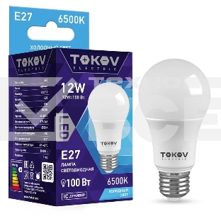 Лампа светодиодная 12Вт А60 6500К Е27 176-264В TOKOV ELECTRIC