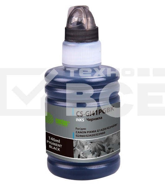 Чернила Cactus CS-GI41PGBK черный140мл для Canon PIXMA G1420/G2420/G2460/G3420/G3460