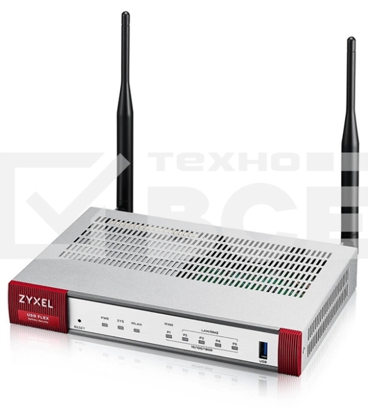 Межсетевой экран и Wi-Fi контроллер Zyxel USG FLEX 100AX, 1xWAN GE, 4xLAN/DMZ GE, Wi-Fi 6 (AX1800), 1xUSB3.0, AP Controller (8/24), NebulaFlex **