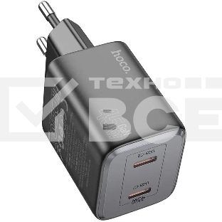 Сетевое зарядное устройство Hoco N42 Elogiado 45W 3A+2.25A (PD+QC+AFC) 2xUSB type-C универсальное черный