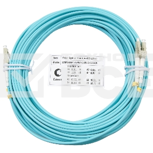 Шнур оптический Cabeus Tight Buffer, Duplex LC/LC, OM3 50/125, LSZH, 10м, Ø 3мм, серый хвостовик, цвет: аква