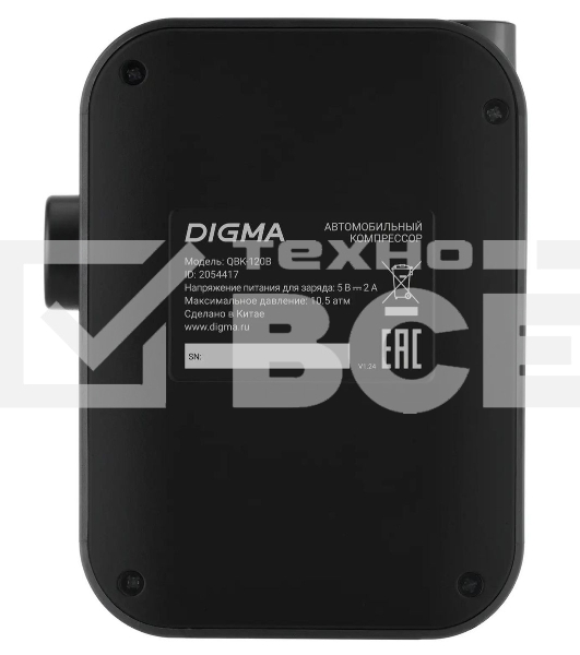 Автомобильный компрессор Digma QBK-120B черный, шланг 0.2м