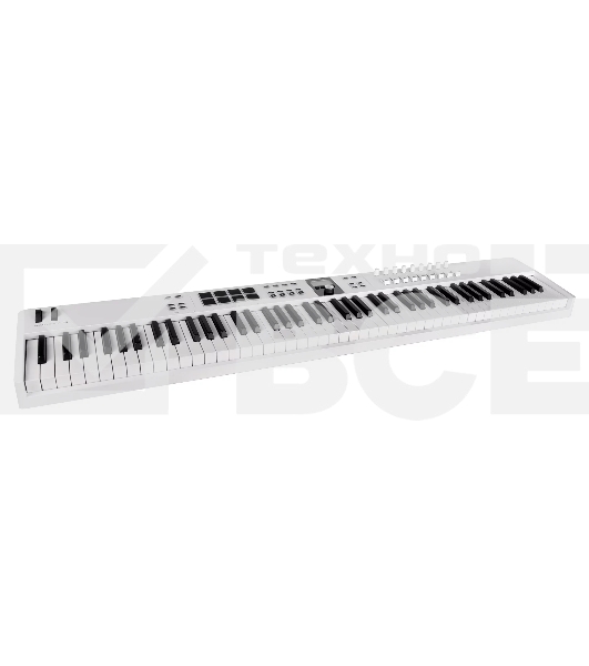Клавиатура MIDI [231541] Arturia [KeyLab Essential 88 mk3 White] 88 клавиш, LCD дисплей, 9 энкодеров, 8 пэдов, 9 фейдеров, 12 кнопок управления, колеса высоты тона и модуляции, 1/4