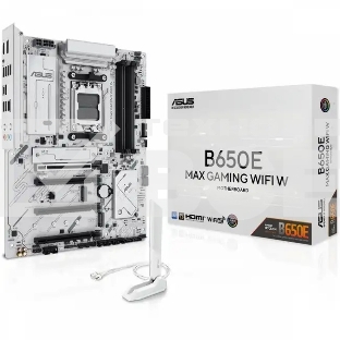 Материнская плата ASUS B650E MAX GAMING WIFI W, AM5, AMD B650, 4xDDR5, 4xSATA, 3xM.2, 1xPCIe 5.0 x16, 1xPCIe 4.0 x4, 2xPCIe 3.0 x1, 1xDP, 1xHDMI, 1x2.5Gb LAN, Wi-Fi 6E, Bluetooth 5.3, 1xUSB-C 10Gbps, 3xUSB-A 10Gbps, 2xUSB-A 5Gbps, 2xUSB-A 2.0, 3x3.5 мм, 7