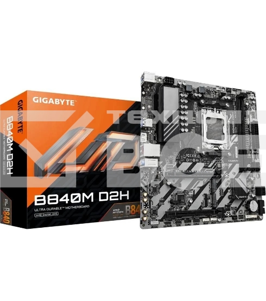 Материнская плата Gigabyte B840M D2H, AM5, AMD B840, 2xDDR5, 4xSATA, 2xM.2, 1xPCIe 4.0 x16, 1xPCIe 3.0 x4, 1xHDMI, 1x2.5Gb LAN, 2xUSB-A 5Gbps, 8xUSB-A 2.0, 3x3.5 мм, 7.1, mATX