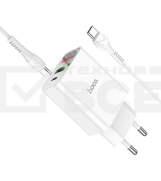 Сетевое зарядное устройство HOCO (6931474769824) C100Aaa 1USB+1Type-C 3.0A QC3.0 PD 20W, белый