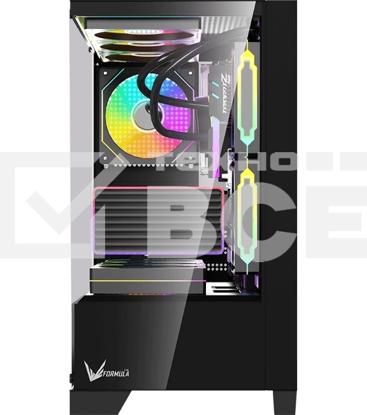 Компьютерный корпус AeroCool/Formula Crystal Z1M Plus FR черный без БП mATX 5x120мм 2xUSB 3.0 1xUSB3.1 audio bott PSU