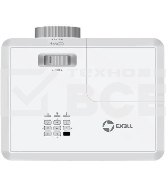 Проектор Exell EXD201W. Технология DLP, 3800 ANSI, WXGA (1280x800), 30 000:1. Проекционное отношение 1.54-1.72. Белый.