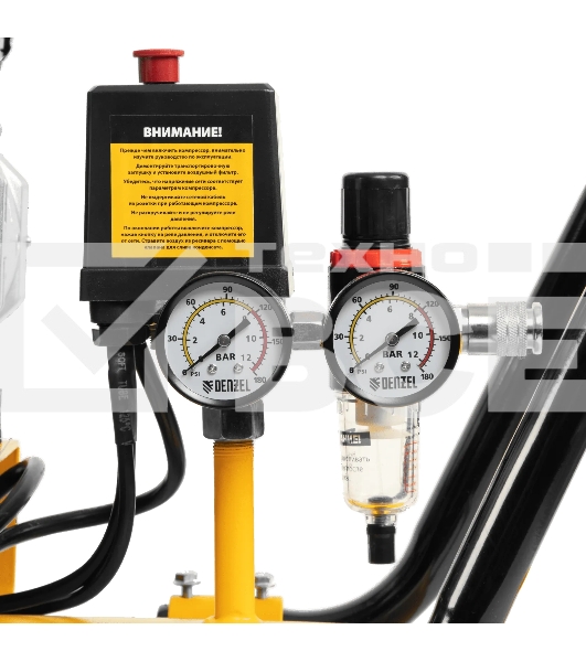 Компрессор безмаслянный малошумный Denzel DLS 1800/100,1800 Вт, 3х600, 100 л, 345 л/мин