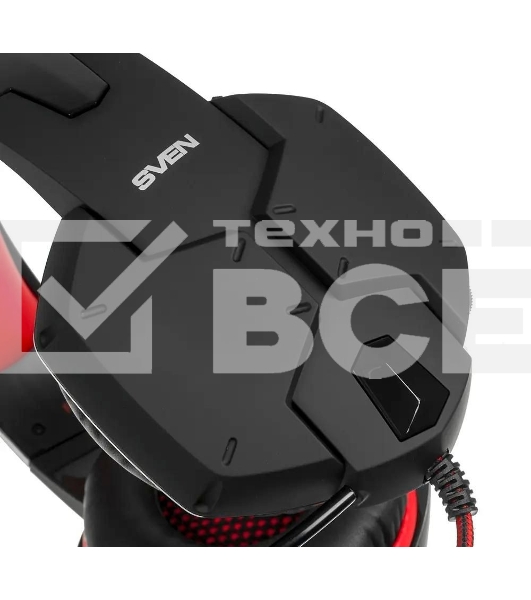 Игровые стереонаушники с микрофоном SVEN AP-G988MV, черный-красный Игровые стереонаушники с микрофоном SVEN AP-G988MV, черный-красный