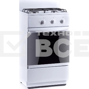 Плита газовая Flama CG 3202 W/B белый, конфорок 2 шт, духовка 30 л, 50 см x 85 см x 38 см