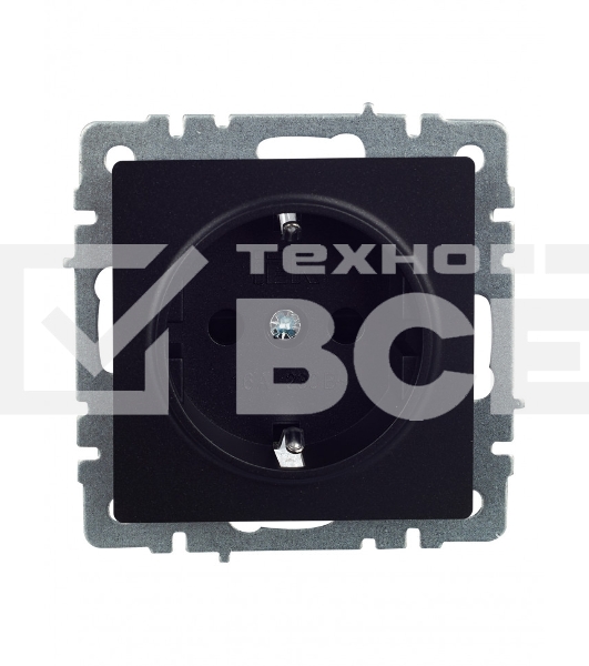 Розетка 1-местная IEK BRITE РС14-1-0-БрЧ (BR-R14-16-K02) с заземлением, с защитными шторками, 16А, черный