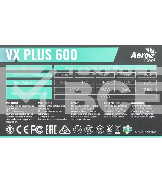 Блок питания Aerocool/Formula VX-600 PLUS, 600Вт 120мм, черный