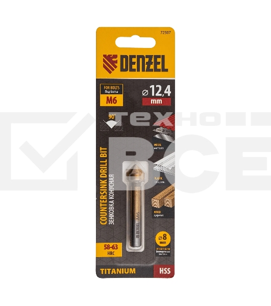 Зенковка конусная под Denzel М6, HSS, по металлу, цилиндрический хвостовик