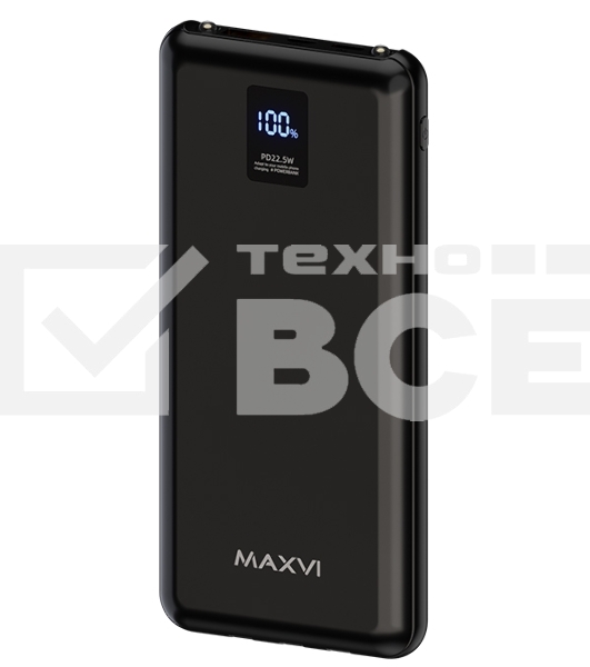 Внешний аккумулятор Maxvi PB10-11 10000 мАч черный 3A, встроенные кабели USB A/Type-C/Lightning