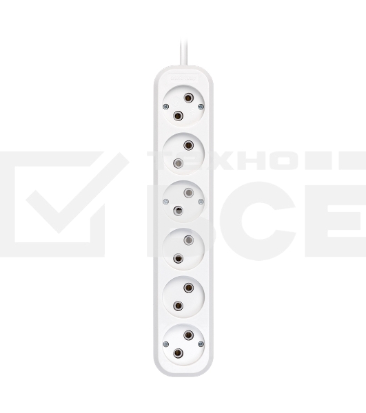 Удлинитель Smartbuy, 6 гнезд 10 метров 10А/2,2 кВт без заземления ПВС 2х1,0 (SBE-10-6-10-N)