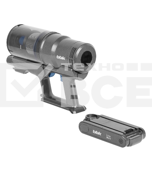 Пылесос вертикальный BBK BV3005 серый/синий, питание от аккумулятора, 160 Вт, уборка сухая, пылесборник 0.6 л