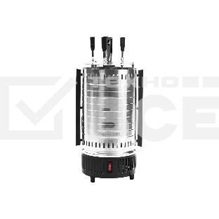 Шашлычница электрическая Galaxy Line GL 2610, серый, 1000 Вт, 5 шампуров из высококачественной нержавеющей стали, автоматическое вращение шампуров на 360°, долговечный керамический нагревательный элемент, защитный кожух из пищевого алюминия