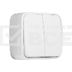 Выключатель 2-клавишный ОП 10А белый Минск EKF Basic, фото 1