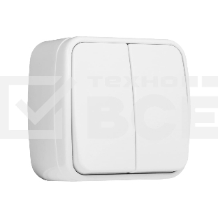 Выключатель 2-клавишный ОП 10А белый Минск EKF Basic