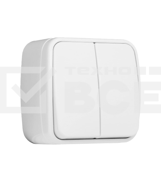 Выключатель 2-клавишный ОП 10А белый Минск EKF Basic