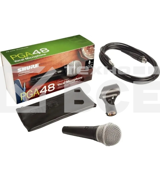 Кардиоидный вокальный микрофон SHURE PGA48-QTR-E c выключателем, с кабелем XLR -1/4'