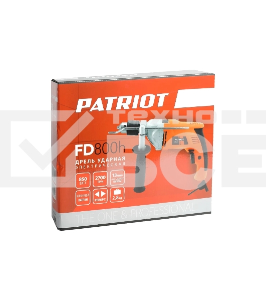 Дрель электрическая ударная PATRIOT FD800h 120301460 {Эл. дрель, с ударом, мощность 790Вт, макс.диаметр 13мм, глубиномер + дополнительная ручка}