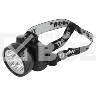 Фонарь налобный светодиодный Трофи TG9 ударопрочный, 9 LED, 2 режима, аккумуляторный, чёрный