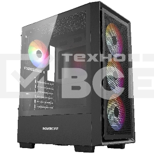 Компьютерный корпус Powercase Mistral AY4B ARGb, Tempered Glass, 4x 120мм ARGb Fans, черный, ATX (CMAYB-A4)