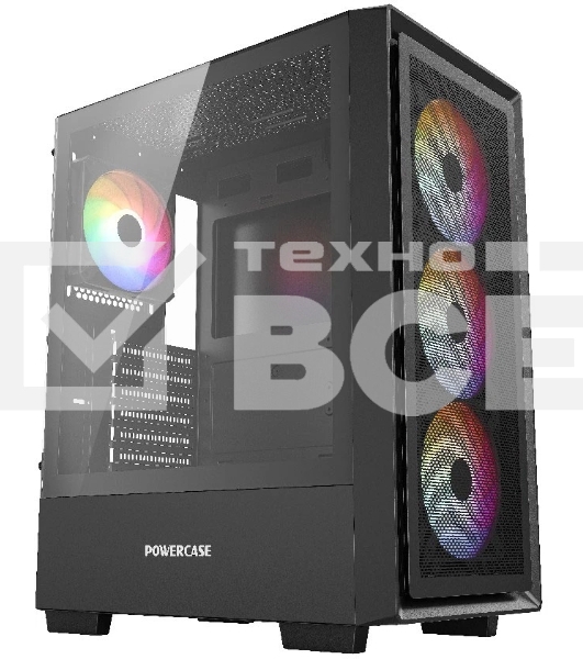 Компьютерный корпус Powercase Mistral AY4B ARGb, Tempered Glass, 4x 120мм ARGb Fans, черный, ATX (CMAYB-A4)
