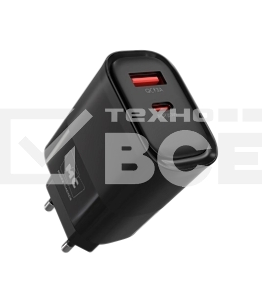 Сетевое зарядное устройство MORE CHOICE NC81 СЗУ 1USB+1Type-C 3.0A PD 20W+ QC3.0, черный