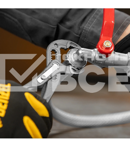 Клещи переставные Denzel кнопочный механизм, обливные рукоятки, 180 мм