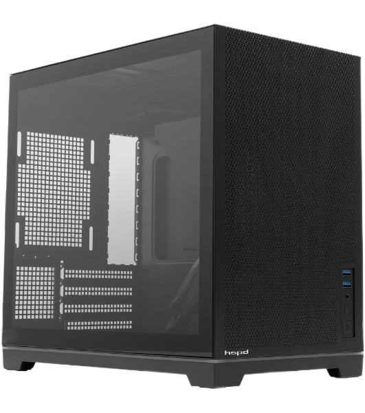 Компьютерный корпус без блока питания Case HSPD M211, Mesh Mini-tower, Black, TG, 0.7 SPCC, no fans,mATX, mITX, 175/330/150мм, 2x2.5', 1x3.5', 4xPCI, 2xUSB-A 3.0, ARGb strip, 336x211x350мм