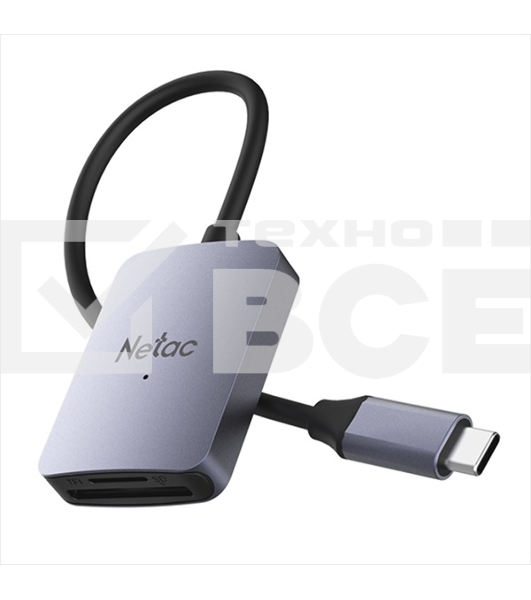 Кард-ридер Netac Flash WK12/серый/SD/SDHC/SDXC/microSD/microSDHC/microSDXC/USB 3.0 Type-C/пластик