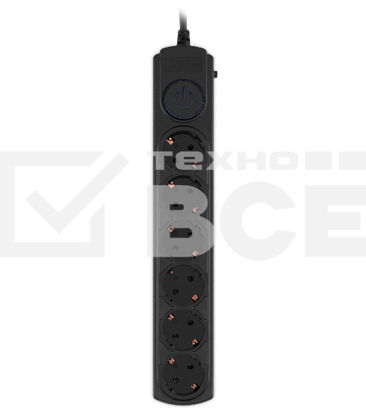 Сетевой фильтр Ippon BK-6-EU-5-10-B 5м (6 розеток) черный (коробка)