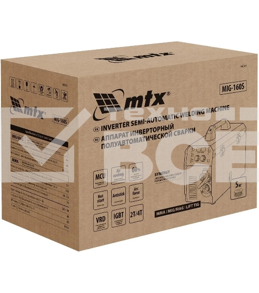 Аппарат инвертор. полуавтомат. cварки MIG-160S, 160A, ПВ 60%, катушка 5 кг MTX