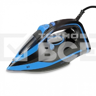 Утюг BQ SI1005 Black-Blue. Мощность 3000 Вт, Резервуар для воды 350 мл, Постоянная подача пара 60 г/мин, Паровой удар 200 г, Керамическое покрытие EasyGlidePRO, Защита от перегрева, Вертикальное отпраивание, LED индикатор, Мерный стакан для воды в комплек