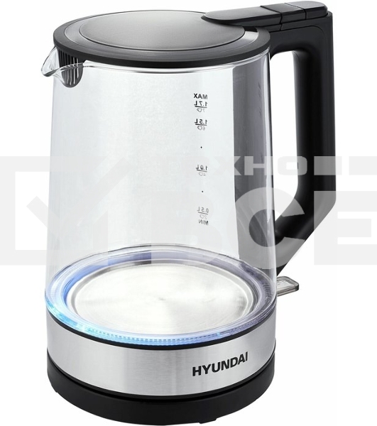 Чайник электрический Hyundai HYK-G8808 1.7л. 2200Вт черный/серебристый корпус: стекло