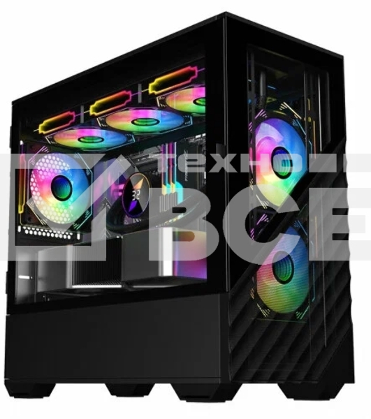 Компьютерный корпус 1STPLAYER DK D7 Black / mATX / 3x120mm LED fans / D7-BK-3F1