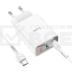 Сетевое зарядное устройство HOCO (6931474769824) C100Aaa 1USB+1Type-C 3.0A QC3.0 PD 20W, белый, фото5