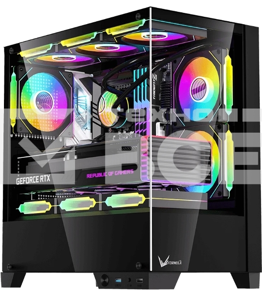 Компьютерный корпус AeroCool/Formula Crystal Z1M Plus FR черный без БП mATX 5x120мм 2xUSB 3.0 1xUSB3.1 audio bott PSU