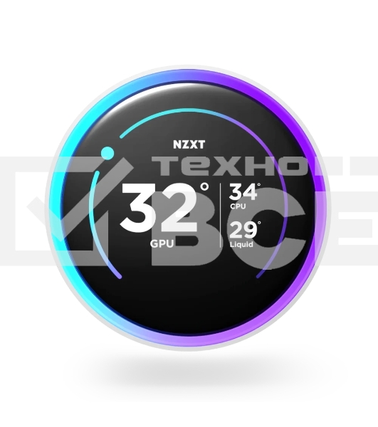 Система жидкостного охлаждения для ПК/Water Cooling System NZXT Kraken Elite 280 RGb (250W, 280мм, LED temp., белый/Fans: 2x140мм, 98.61CFM, 34.5dBA, 2000RPM/Pump height 65мм, 2800RPM, Rad thickness 27мм/S: 1851, 1700, 1200, 115X, AM5, AM4)