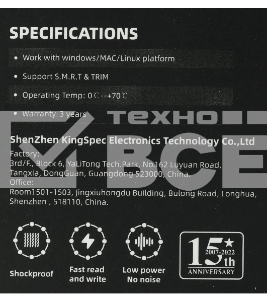 Накопитель SSD KingSpec P3-256, 256Gb, SATA, 2.5