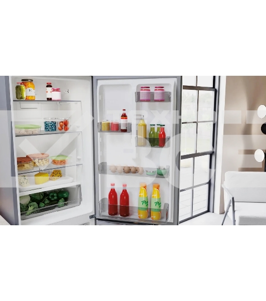 Холодильник Hotpoint HT 5180 MX нержавеющая сталь/серебристый двухкамерный 220/78 л морозилка снизу, No Frost